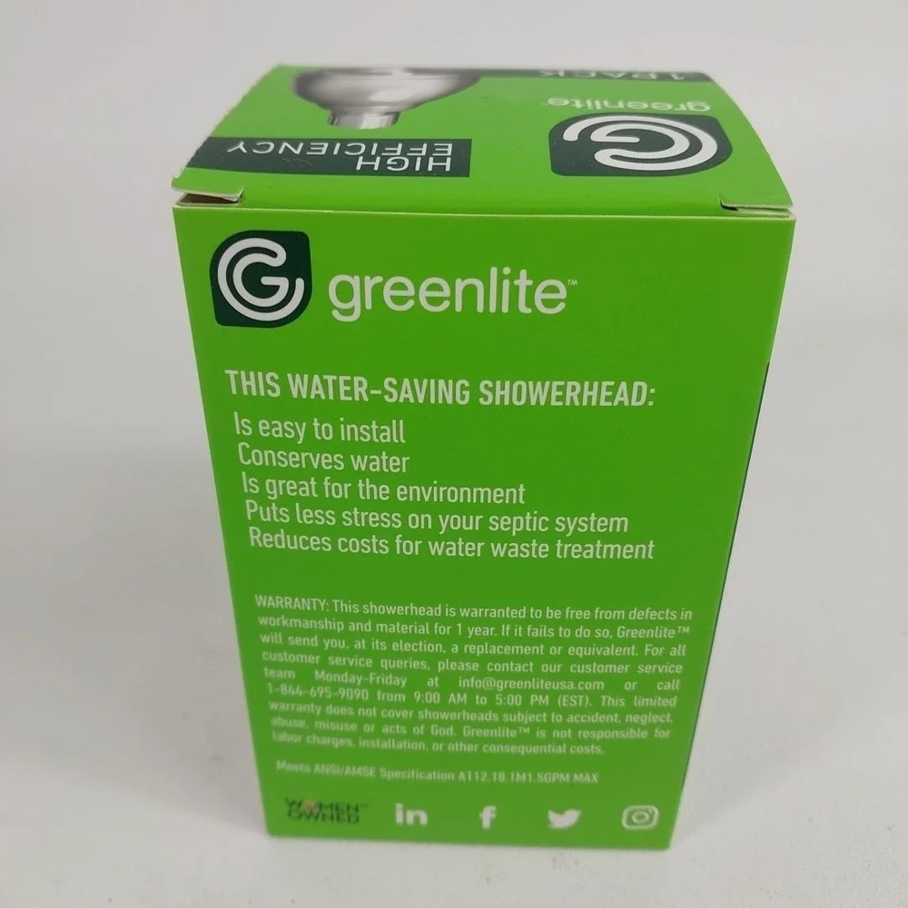 Greenlite Water Saving High Efficiency Showerhead Three Settings‎  NIB